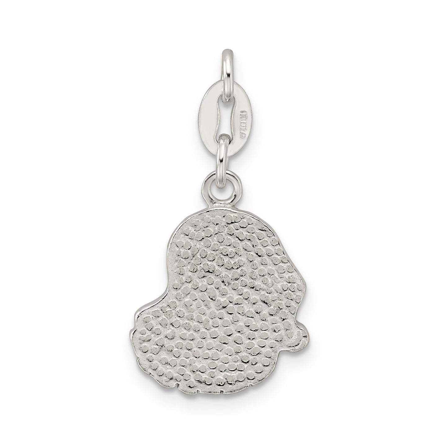Sterling Silver Polished Enamel Santa Charm