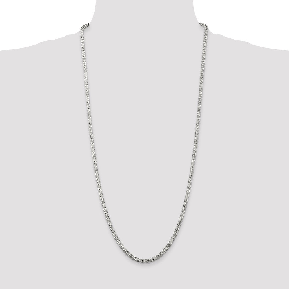 Sterling Silver 3.5mm Diamond-cut Round Spiga Chain 30 Inches