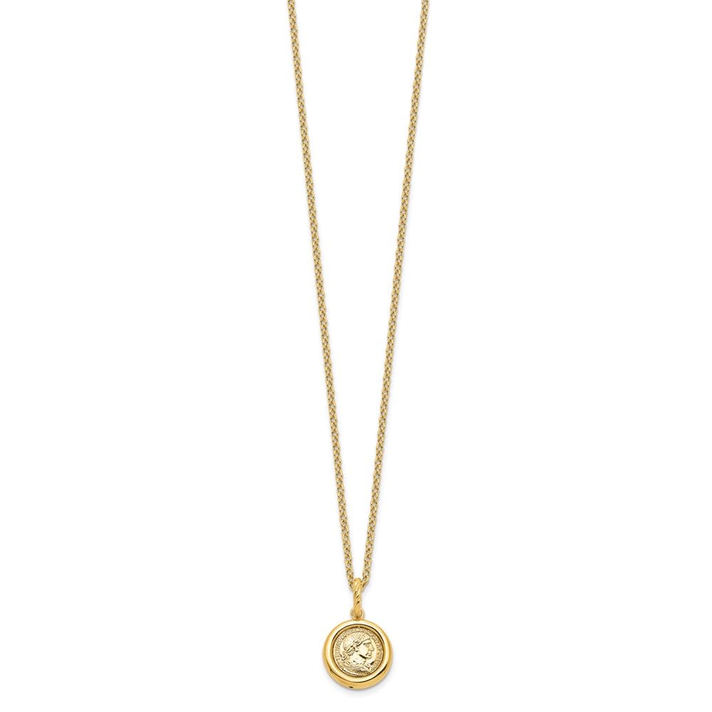14k Gold Polished Replica Roman Coin 18" Necklace