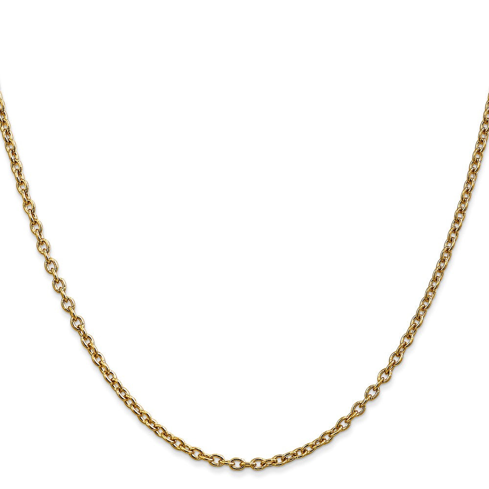 14K 18 inch 2.4mm Round Open Link Cable with Lobster Clasp Chain