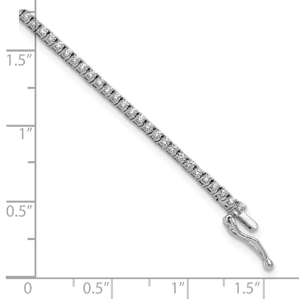 Sterling Shimmer Sterling Silver Rhodium-plated 1.5mm CZ 95 Stone 7 inch Bracelet 7 inches