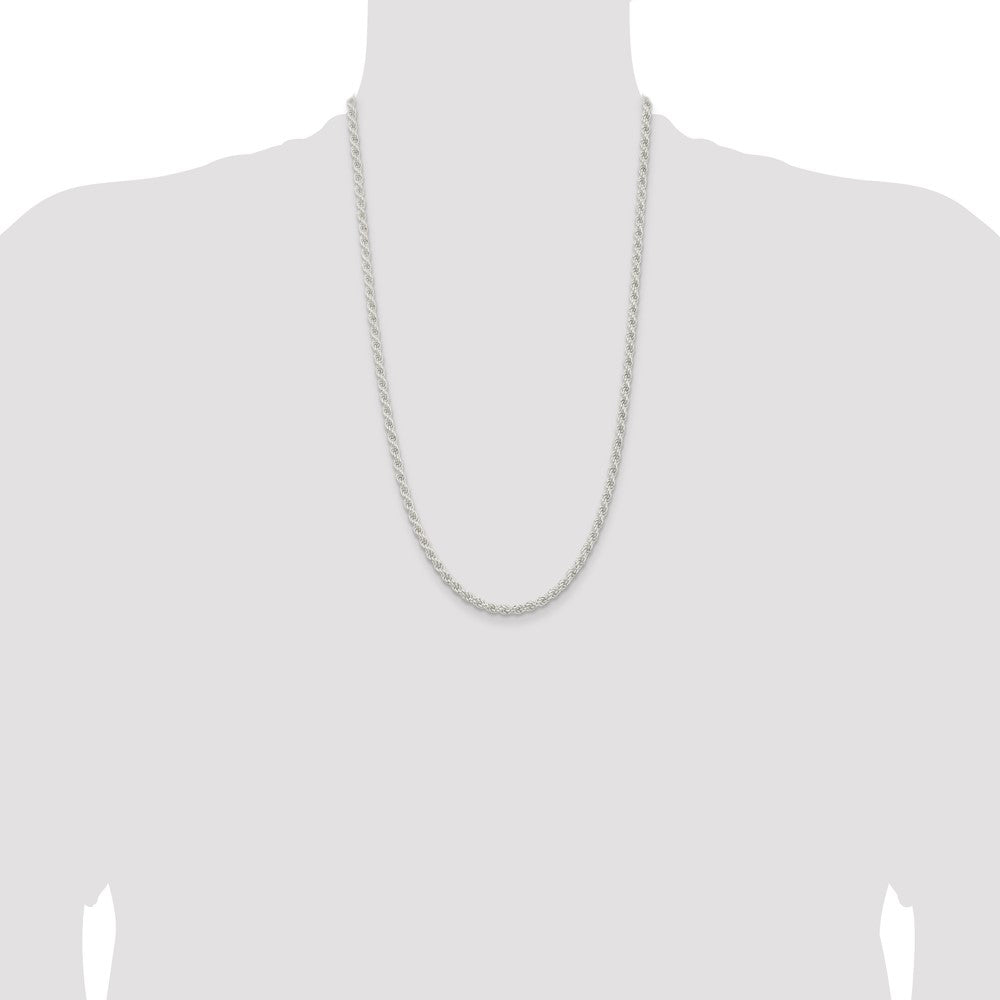 Sterling Silver 4.5mm Solid Rope Chain 26 Inches