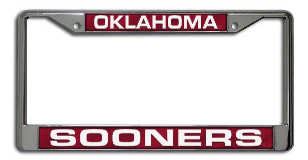 Oklahoma-Sooner's Chrome Metal Laser Cut License Plate Frame