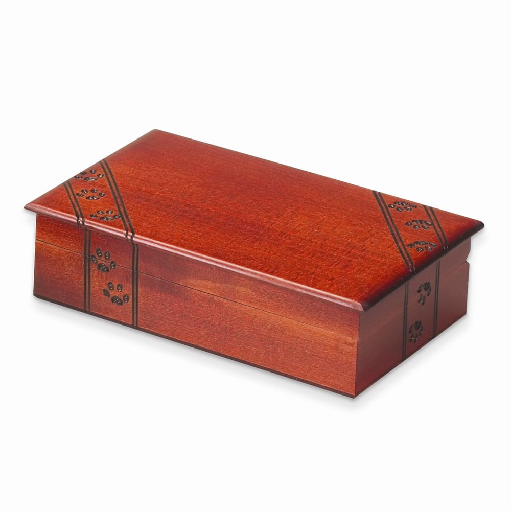 Paw Prints Carved Handcrafted Keepsake Wooden Box QGM8519