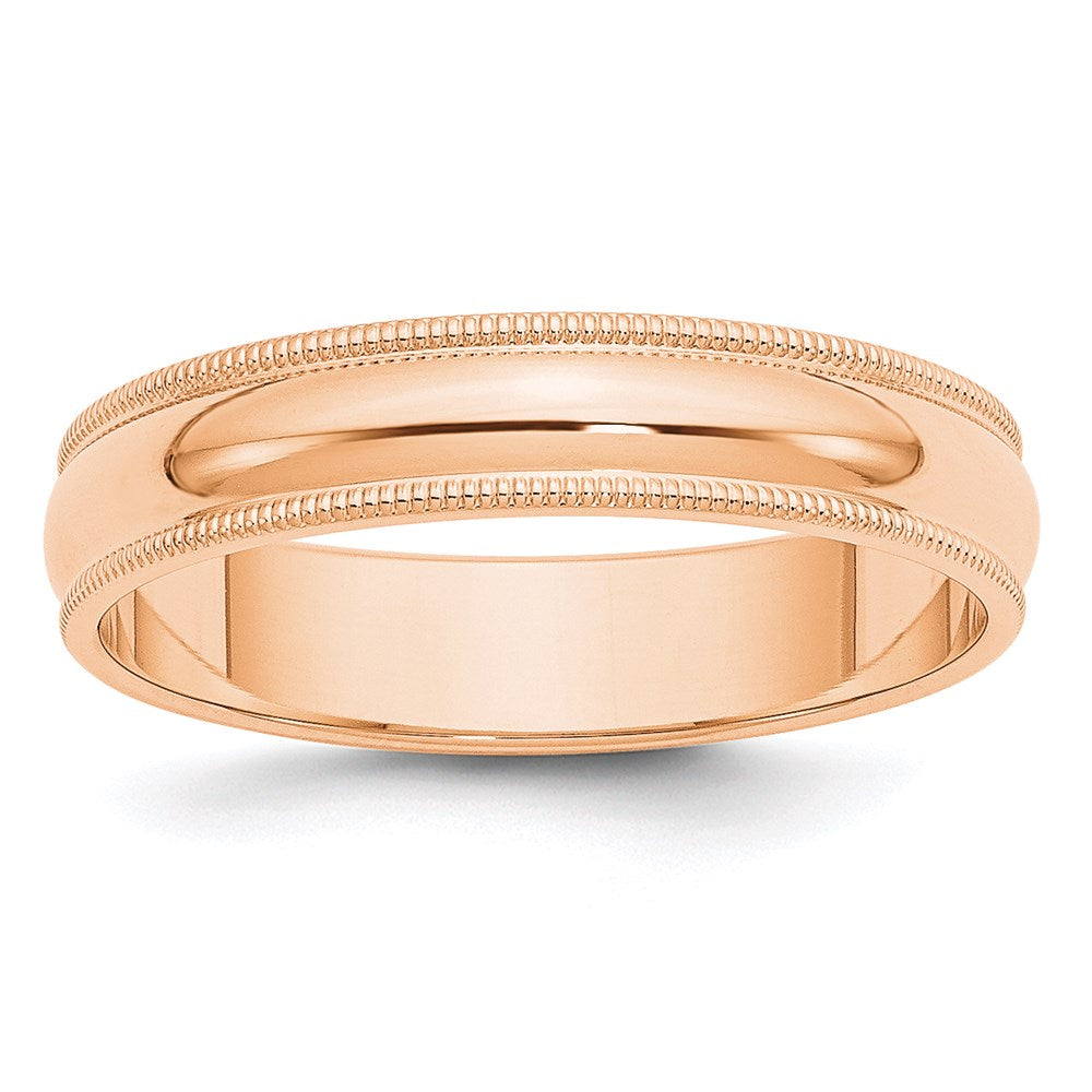 10k Rose Gold 5mm Milgrain Half Round Wedding Band Size 12