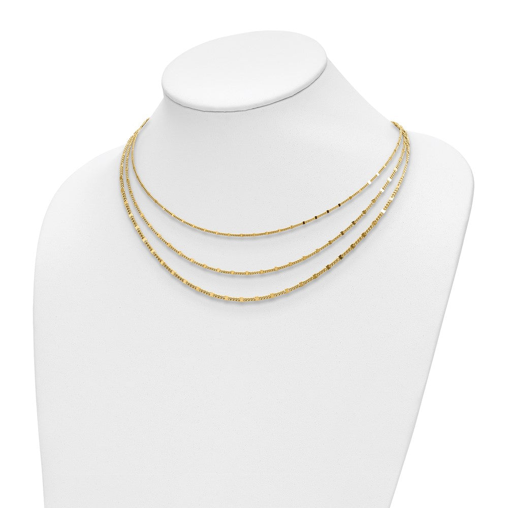 Sterling Silver Gold-tone Multi-strand with 1.5in ext. Necklace