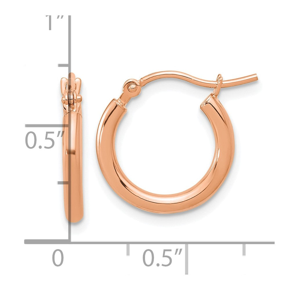 14k Rose Gold Polished 2x15mm Polished Hoop Earrings