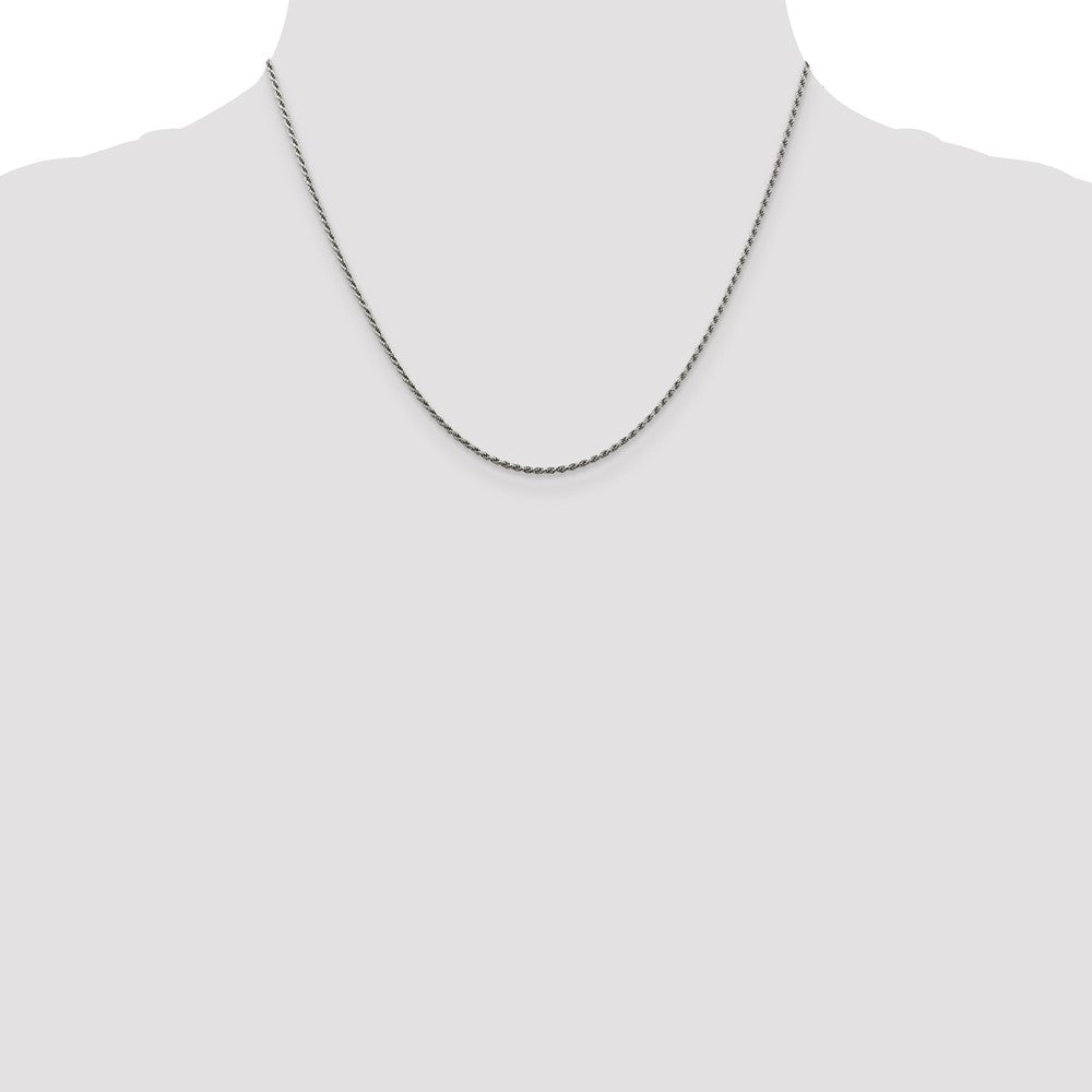 Sterling Silver Rhodium-plated 1.5mm Diamond-cut Rope Chain 18 Inches