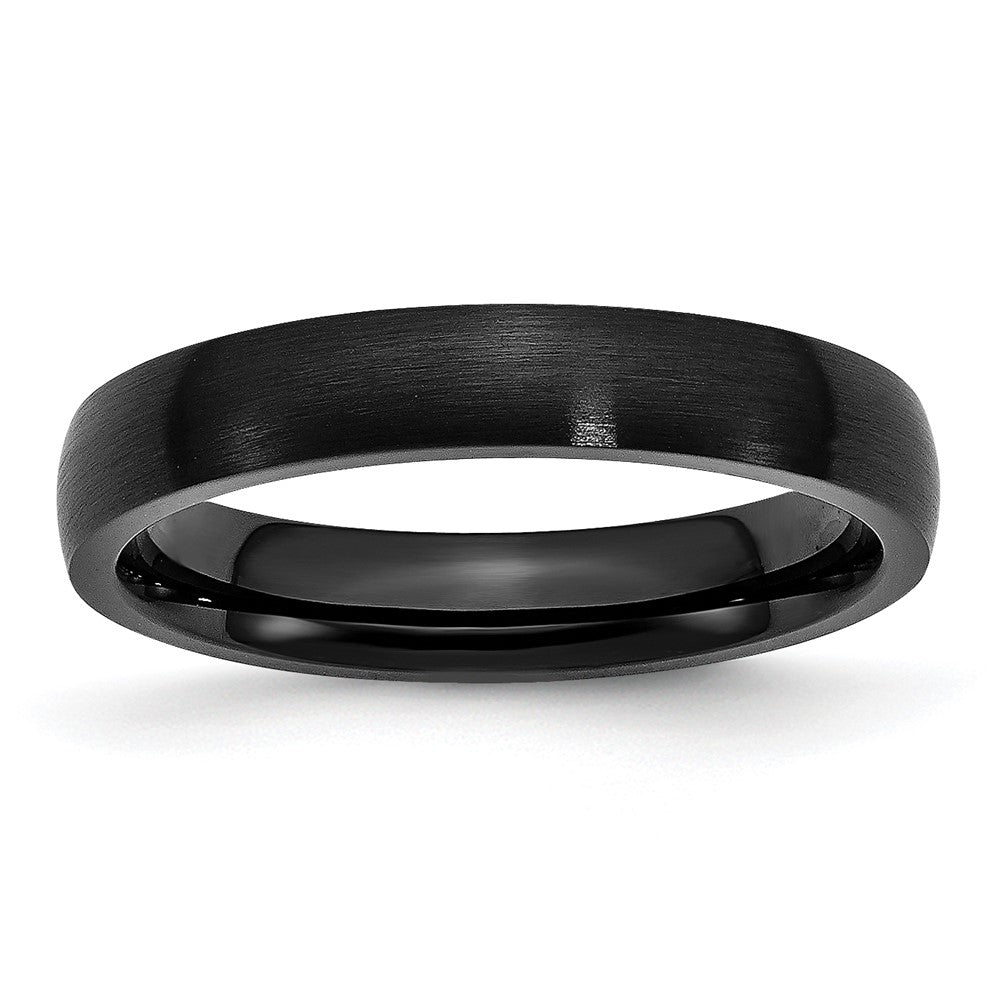 Stainless Steel 4mm Black IP-plated Brushed Band Size - 11