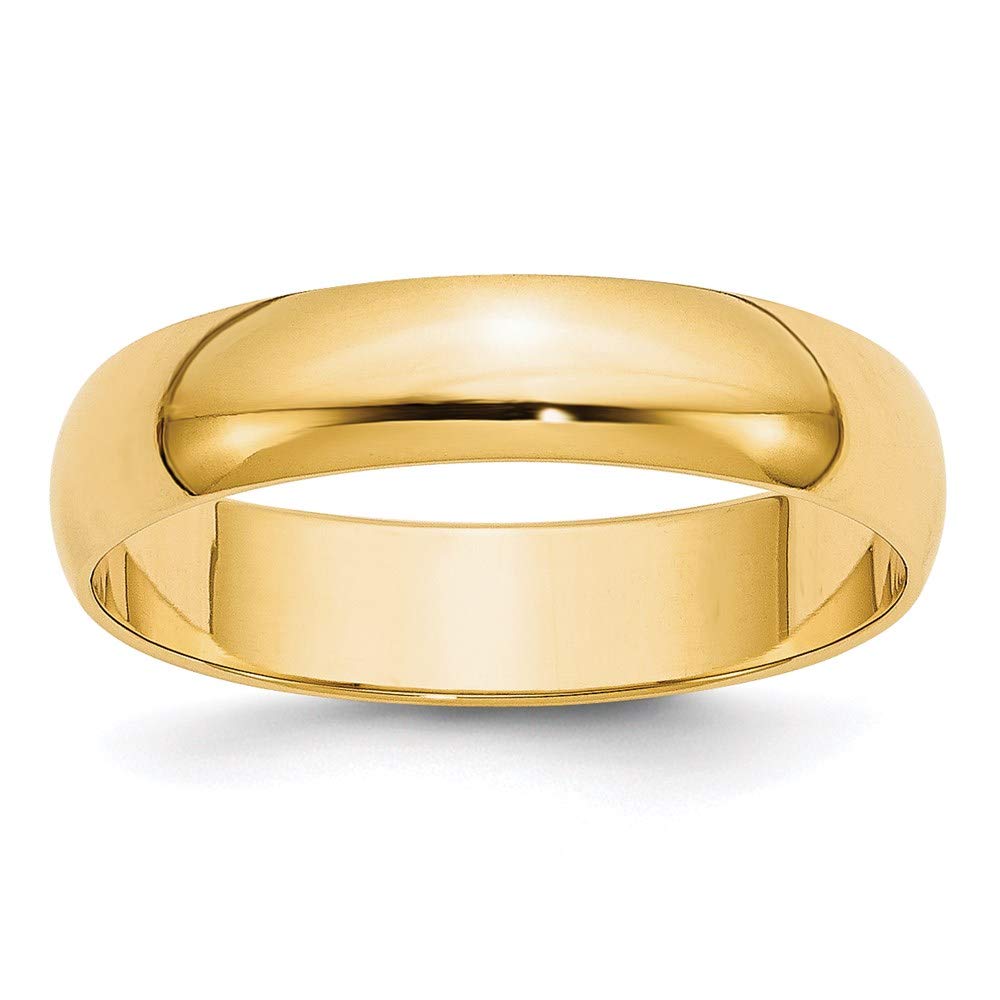 14k Yellow Gold 5mm Lightweight Half Round Wedding Band Size 10.5