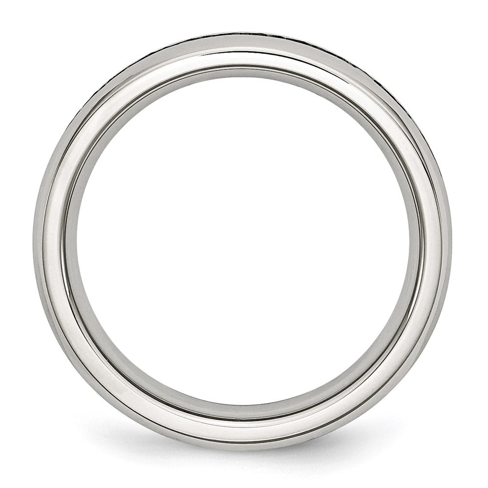 Stainless Steel Polished 4mm March Light Blue CZ Ring Size - 9