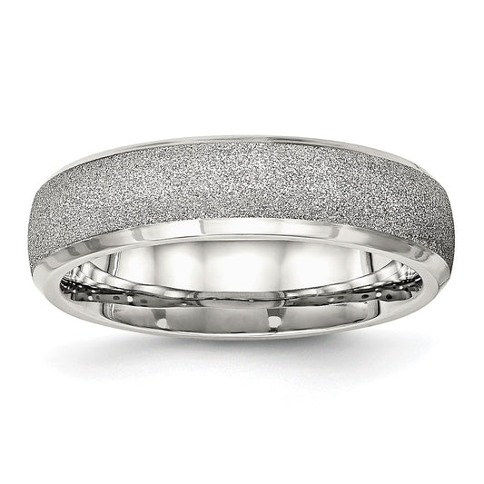 Stainless Steel Polished Laser Cut 6mm Band Size - 6.5