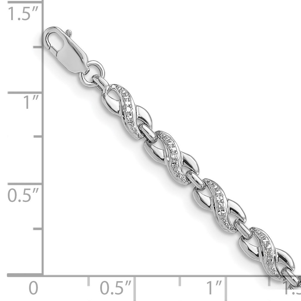 Sterling Silver Rhodium-plated Diam. Bracelet 7 inches