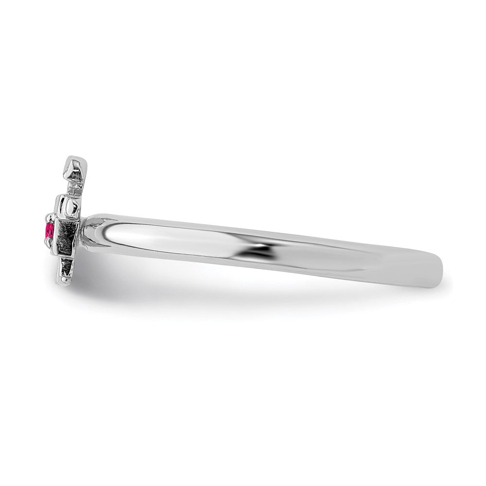 Sterling Silver Stackable Expressions Rhodium Cr. Ruby Boy Ring