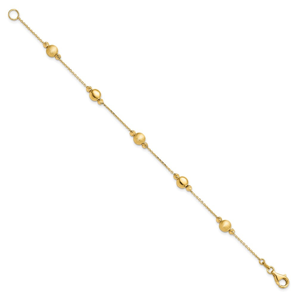 14K D/C Scratch Finish Polished Bracelet 7.5  inches