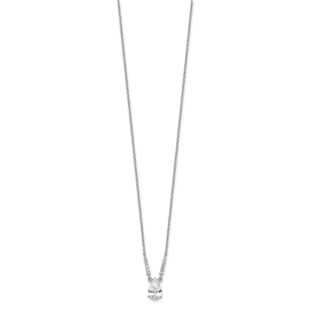 Cheryl M Sterling Silver Rhodium-plated Brilliant-cut CZ Pear Shaped 18 Inch Necklace