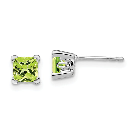 Primal Gold 14 Karat White Gold Square Peridot Earrings