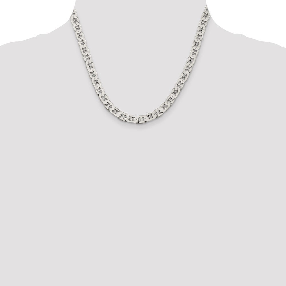 Sterling Silver 6.5mm Flat Anchor Chain 18 Inches