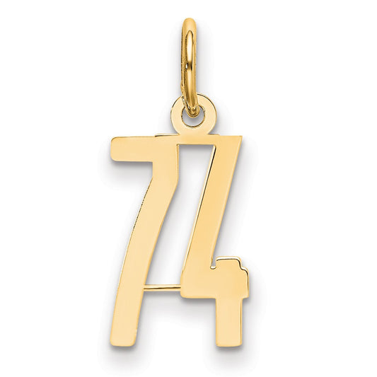14k Small Elongated Number 74 Charm