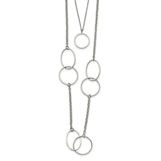 Stainless Steel Polished with Circles 2-Strand 20in Necklace