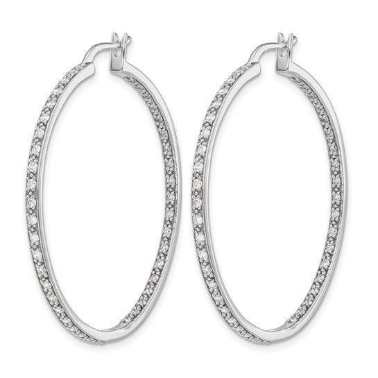 14k White Gold 7/8 carat Lab Grown Diamond VS/SI+ G+ Complete In and Out Hoop Earrings
