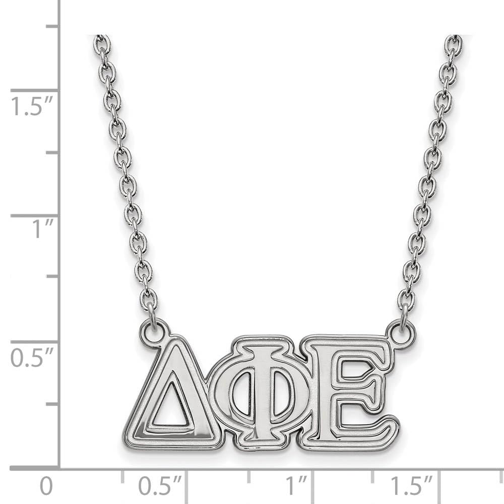 Sterling Silver 18in Official Licensed Greek Sororities Delta Phi Epsilon (???) Medium Pendant w/ Necklace