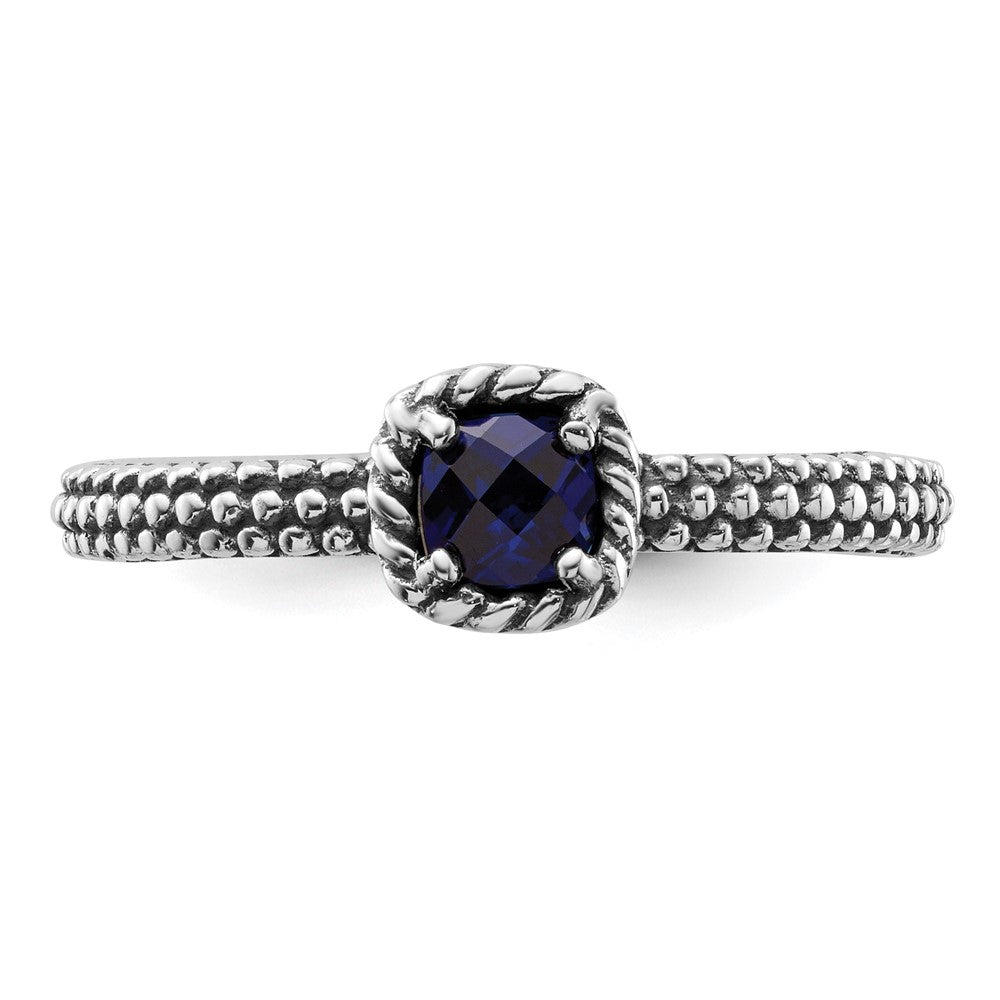 Sterling Silver Stackable Expressions Polished Cr. Sapphire Ring Size -5