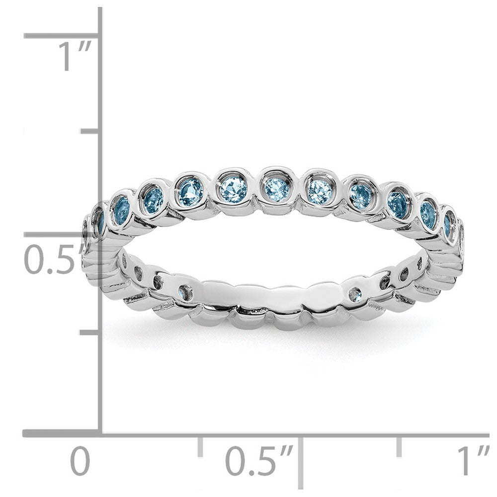 Sterling Silver Stackable Expressions Aquamarine Ring Size -6