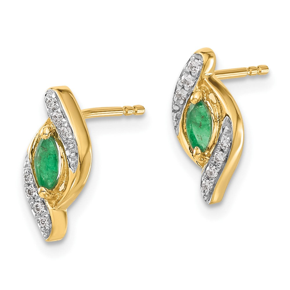 10k 1/15Ct Diamond and Emerald Earrings