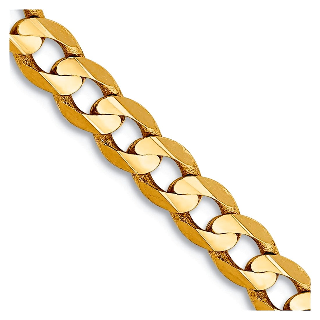 14K 22 inch 3.8mm Open Concave Curb with Lobster Clasp Chain