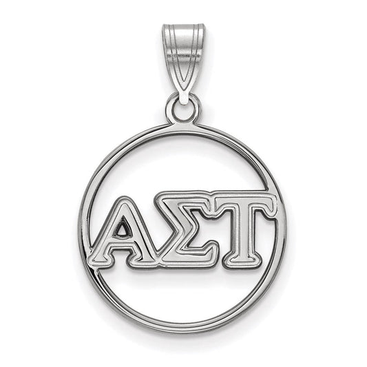 Sterling Silver Official Licensed Greek Sororities Alpha Sigma Tau (???) Small Circle Pendant