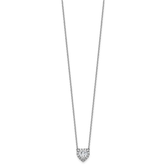 14k White Gold 1 1/5 carat Lab Grown Diamond VS/SI+ G+ Complete 16 inch Halo Heart Necklace