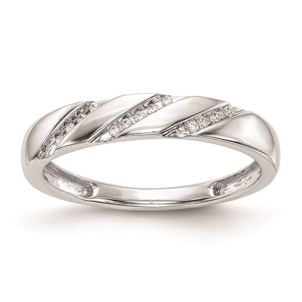 10K White Gold 1/20 carat Diamond Trio Ladies Complete Wedding Band