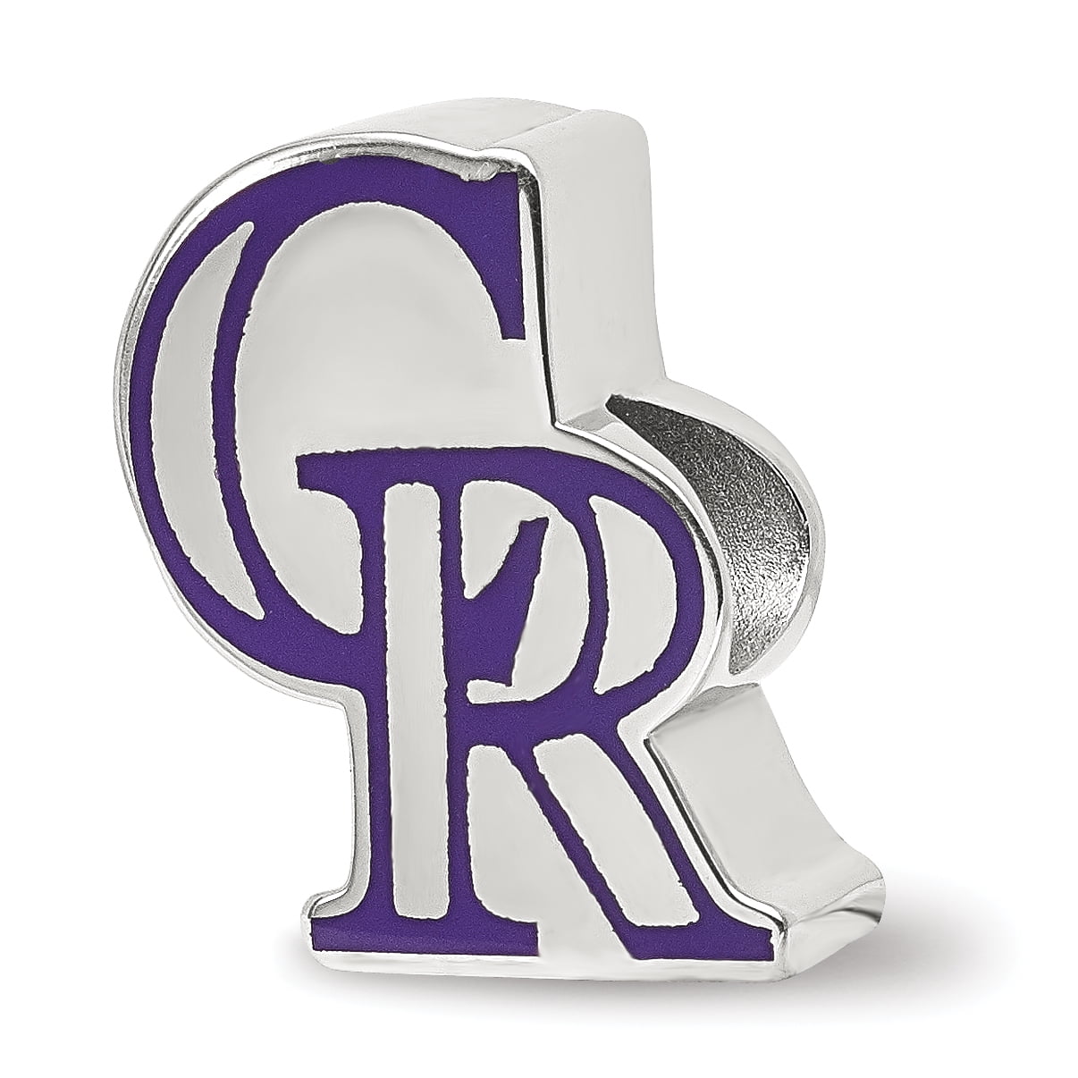 Sterling Silver Rhodium-plated MLB LogoArt Colorado Rockies Enameled Bead QSS500ROK