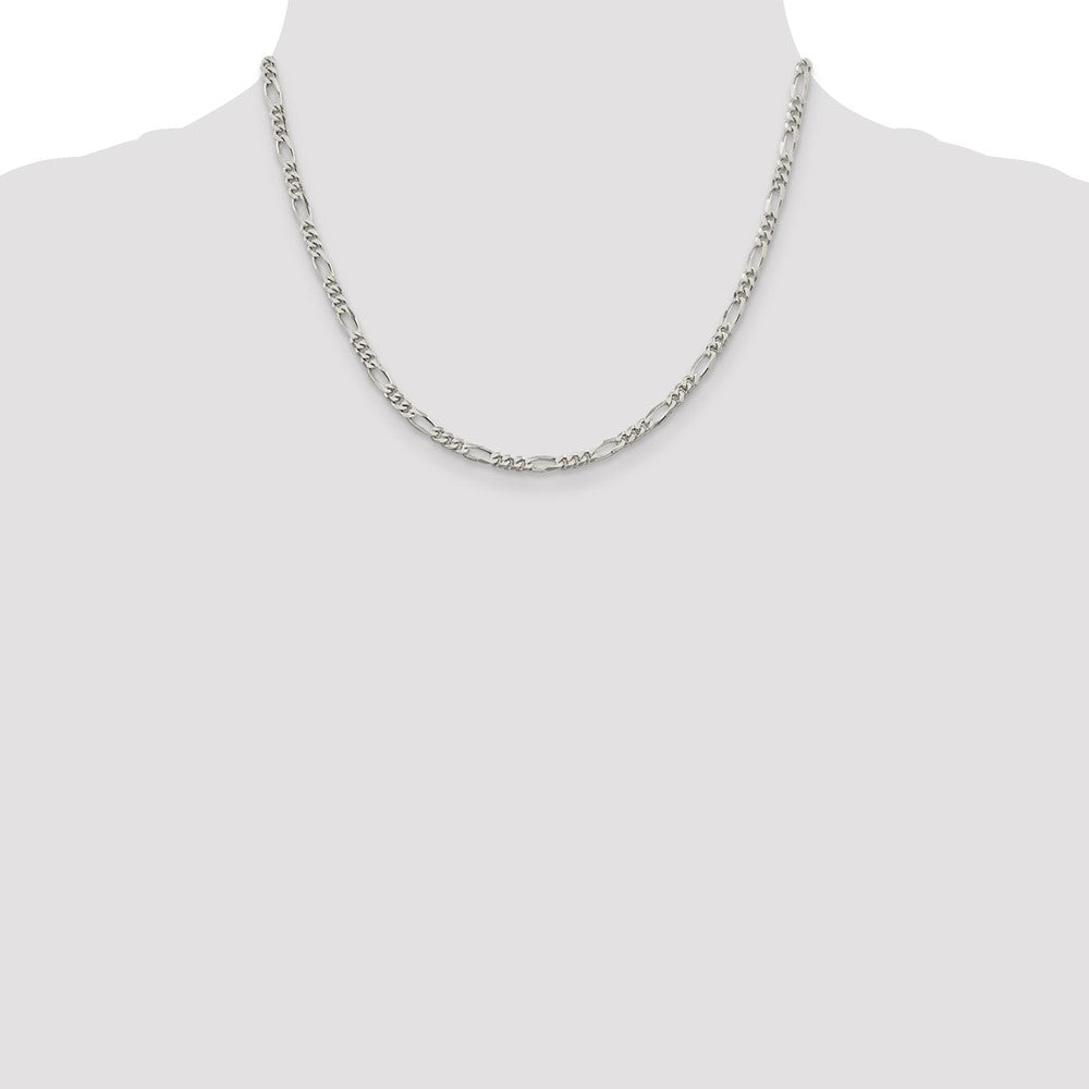 Sterling Silver Rhodium-plated 3.5mm Figaro Chain 18 Inches