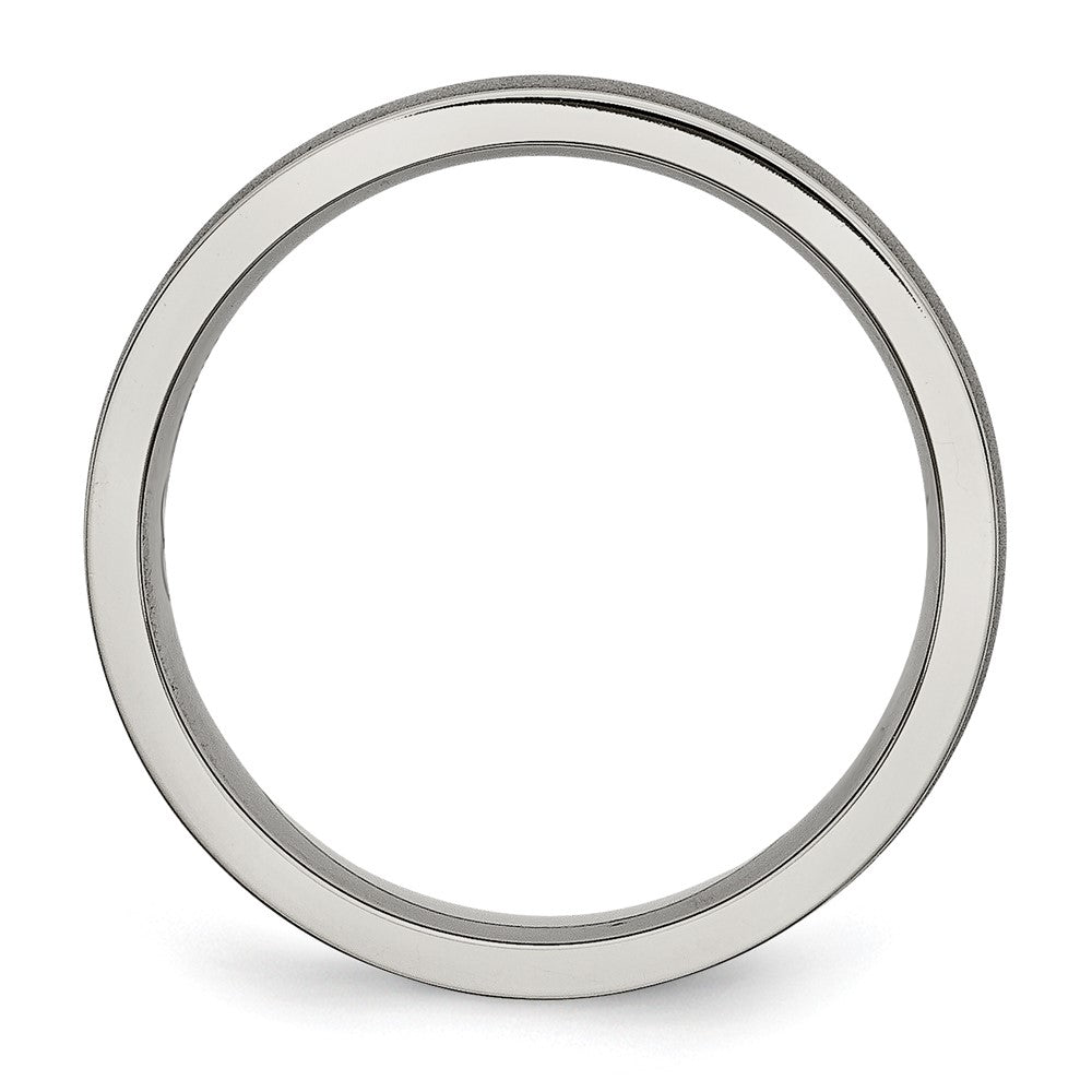 Titanium Brushed Center 6mm Ridged Edge Band Size - 13.5