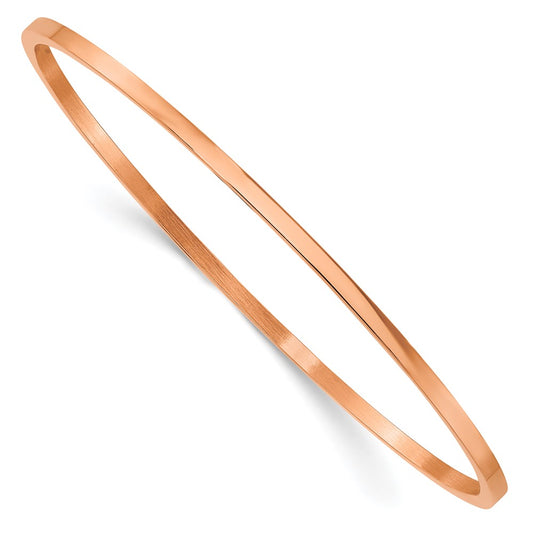 Stainless Steel Polished Rose IP-plated 2mm Bangle 8 inches