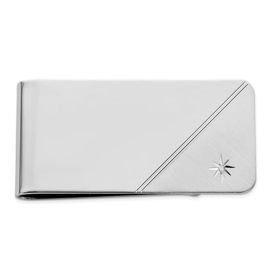 Rhodium-plated Kelly Waters Star .001ct. Diamond Money Clip QGL8741