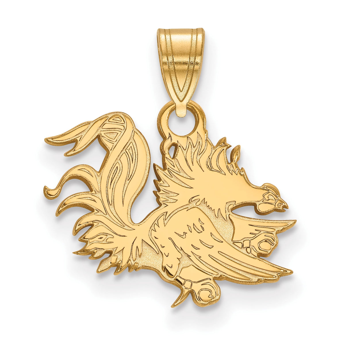 Sterling Silver Gold-plated LogoArt University of South Carolina Gamecock Small Pendant Q-GP044USO