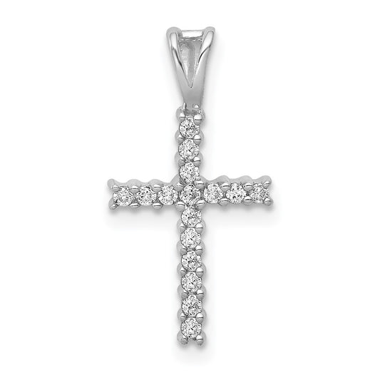 14k White Gold 1/6 carat Lab Grown Diamond VS/SI+ G+ Cross Pendant