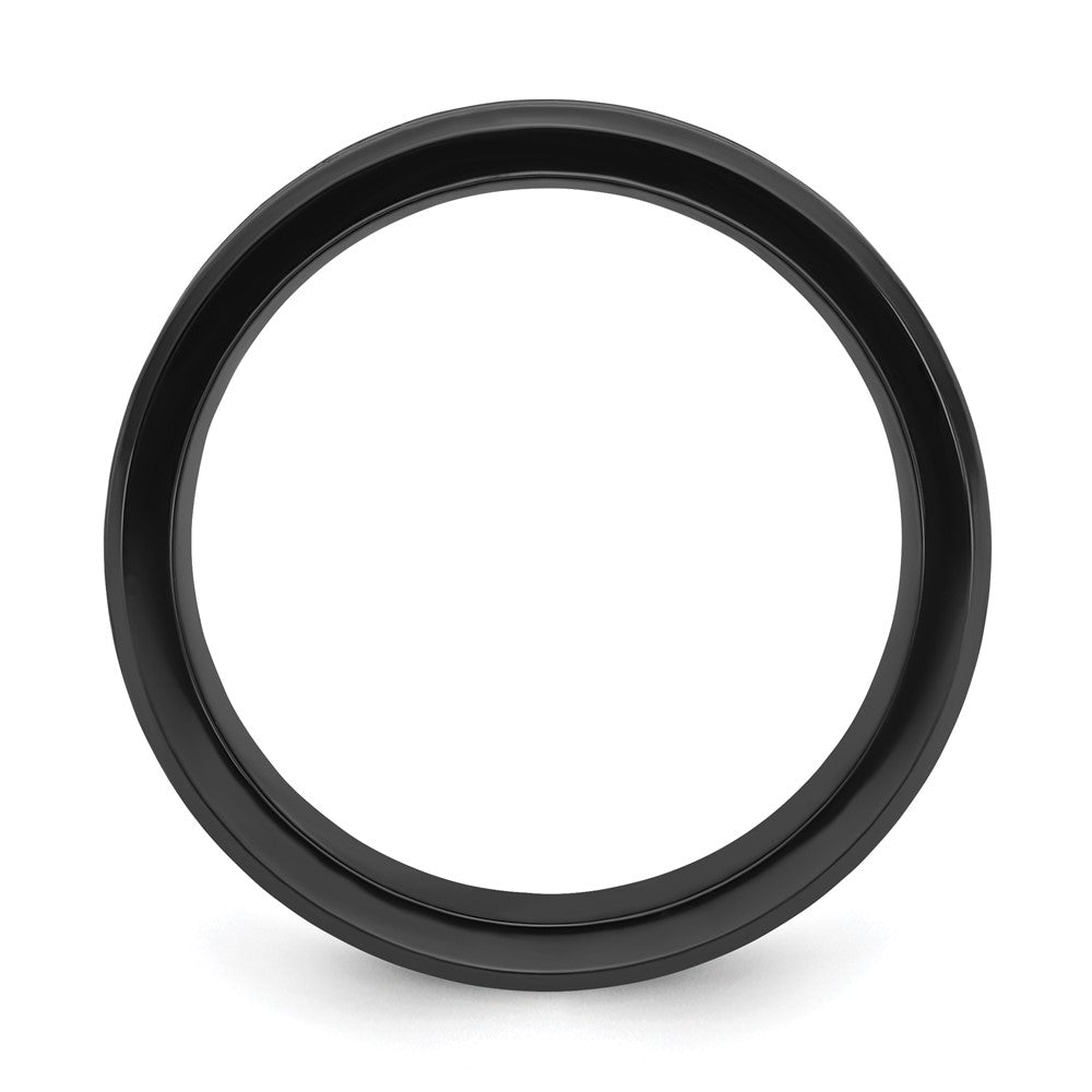 Chisel Black Zirconium Polished with Wood Inlay Center 8mm Band Size - 13