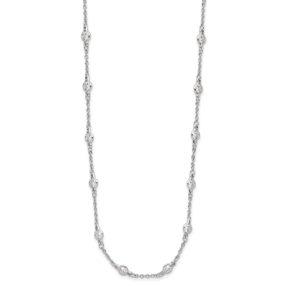 Cheryl M Sterling Silver Rhodium-plated Brilliant-cut Round CZ 42 Station 36 Inch Necklace 36 Inches