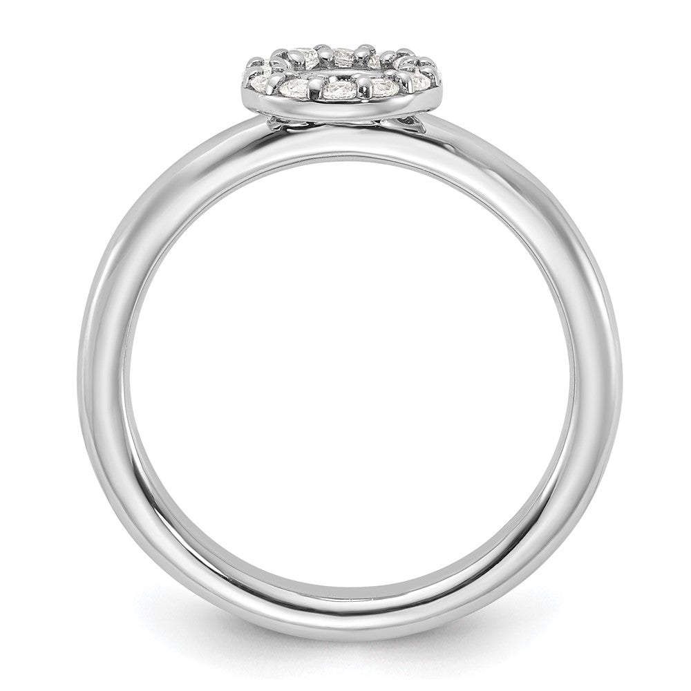 Sterling Silver Stackable Expressions Rhodium-plated CZ O Ring Size -7