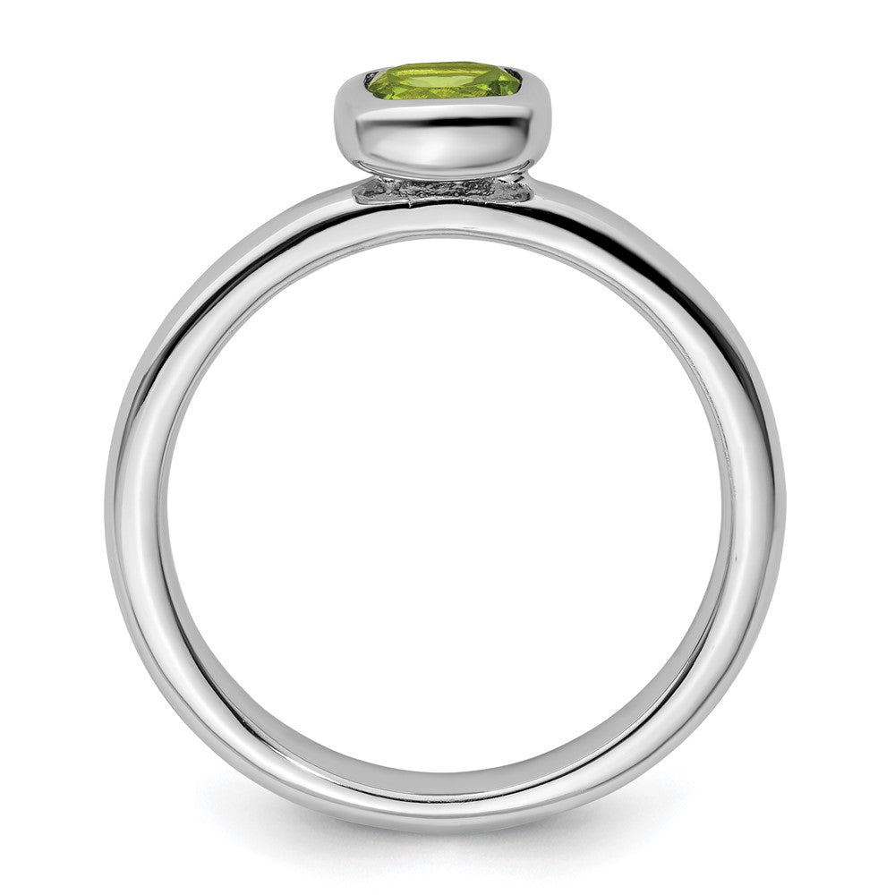 Sterling Silver Stackable Expressions Cushion Cut Peridot Ring Size -10