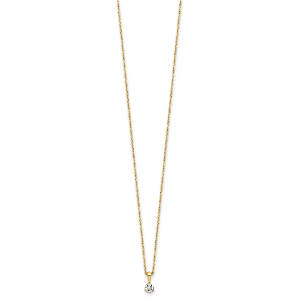 14k 1/5 carat Lab Grown Diamond VS/SI+ G+ Three Prong 18 inch Solitare Pendant Necklace