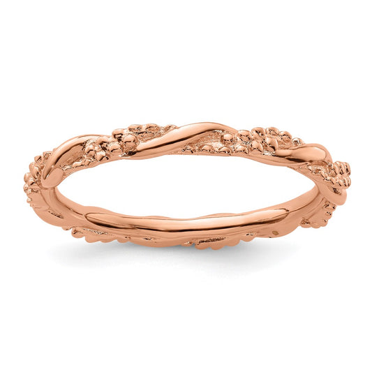 Sterling Silver Stackable Expressions Pink-plated Twist Ring Size -9