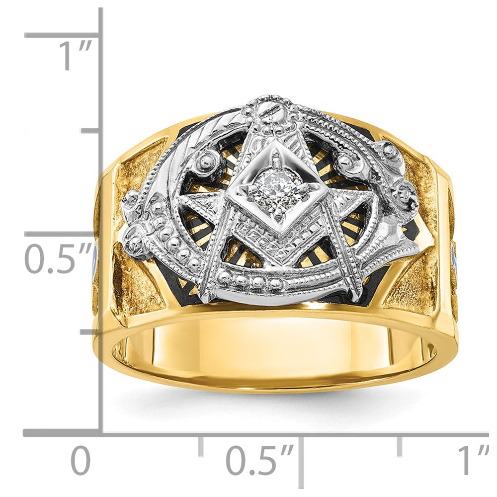 IBGoodman 14k Two-tone Men's Polished and Textured Blue Lodge Master Masonic Ring Mounting