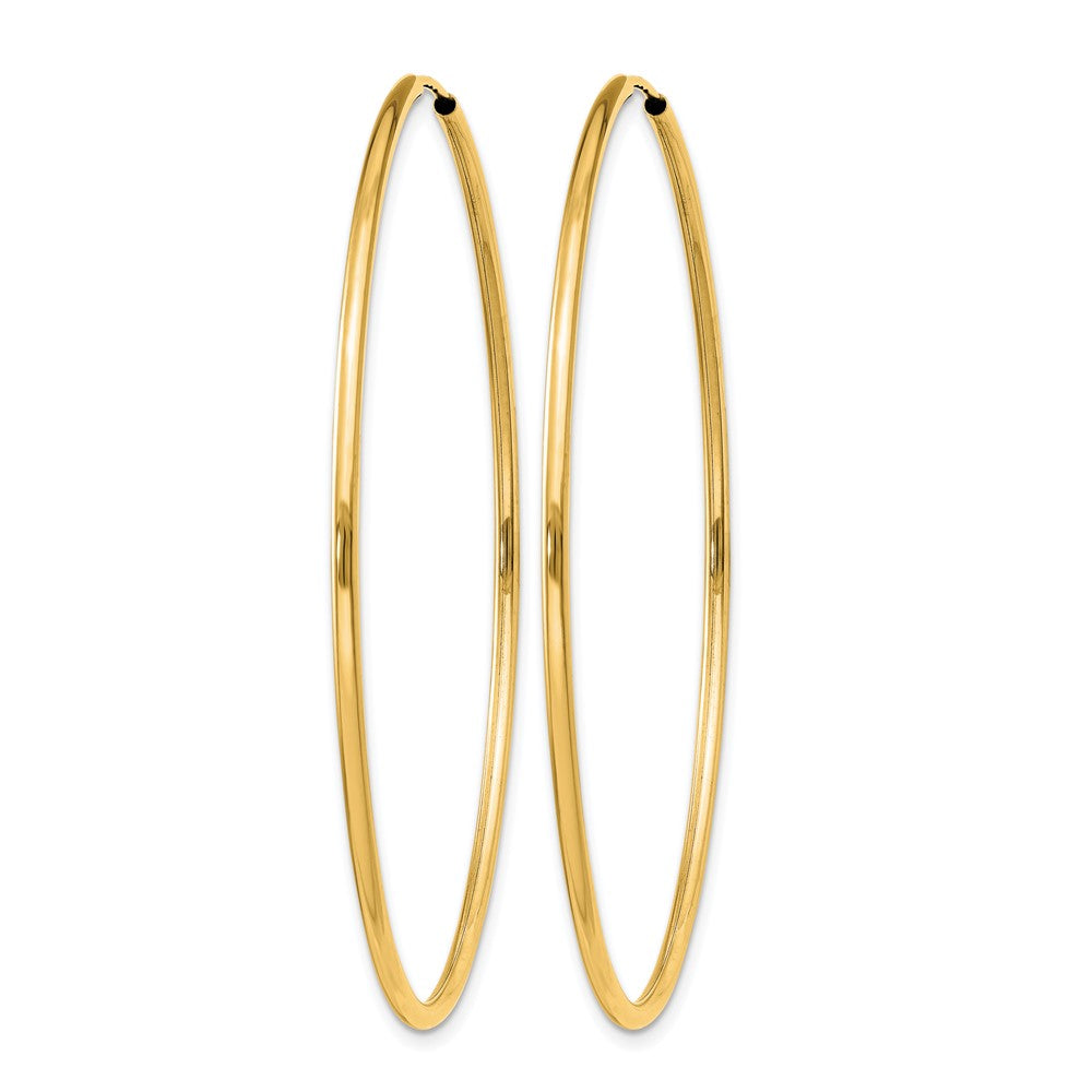 14K Gold 1.50mm Polished Round Endless Hoop Earrings