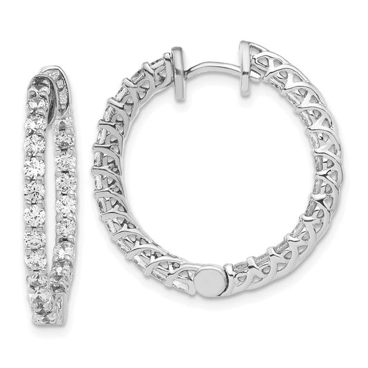 Sterling Silver Rhodium-plated Diamonore In/Out Hoop Earrings