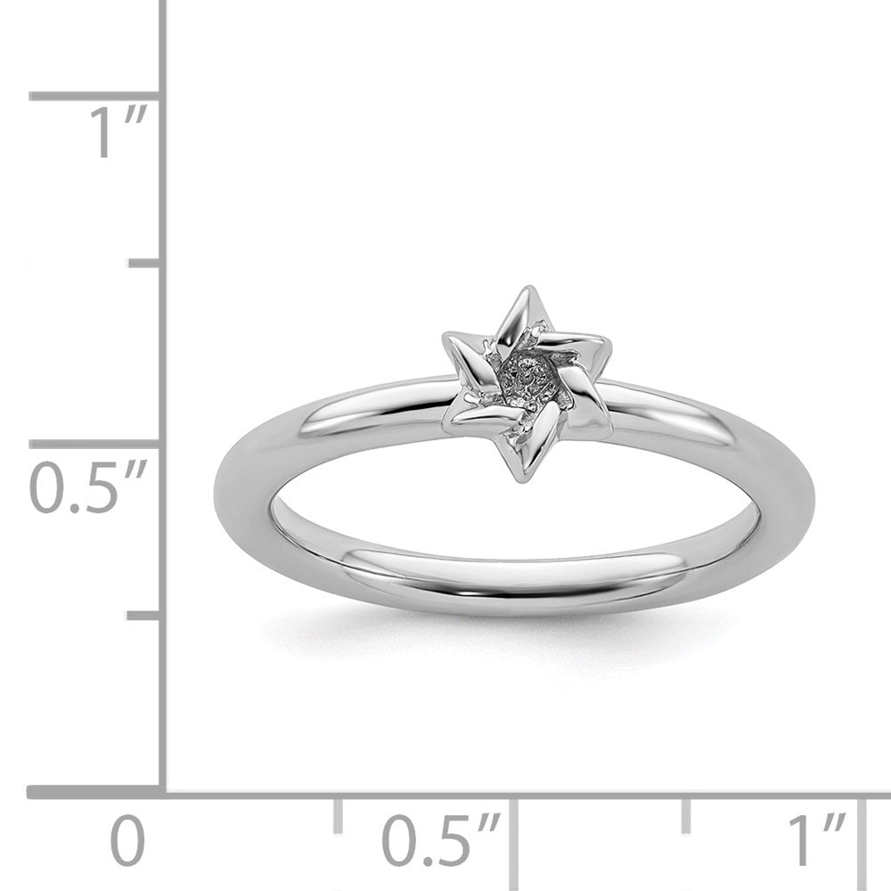 Sterling Silver Stackable Expressions Rhodium Star of David Ring Size -7